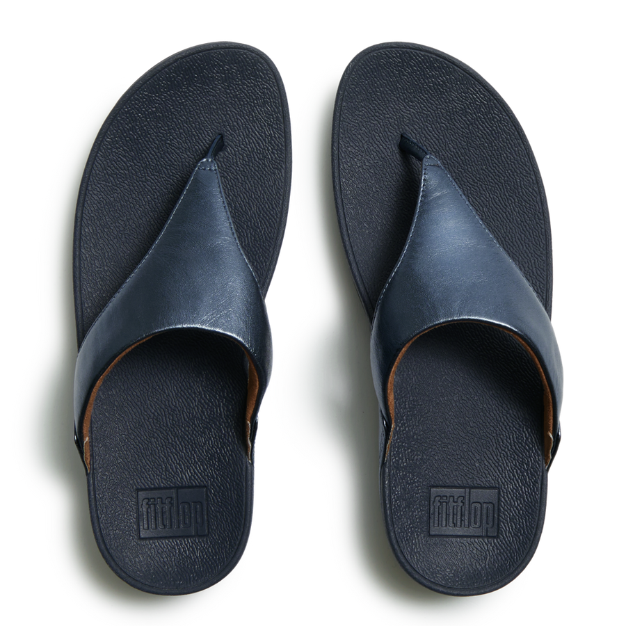 FitFlop - Lulu Leather Toepost  - Metallic Cosmic Blue - Sandals