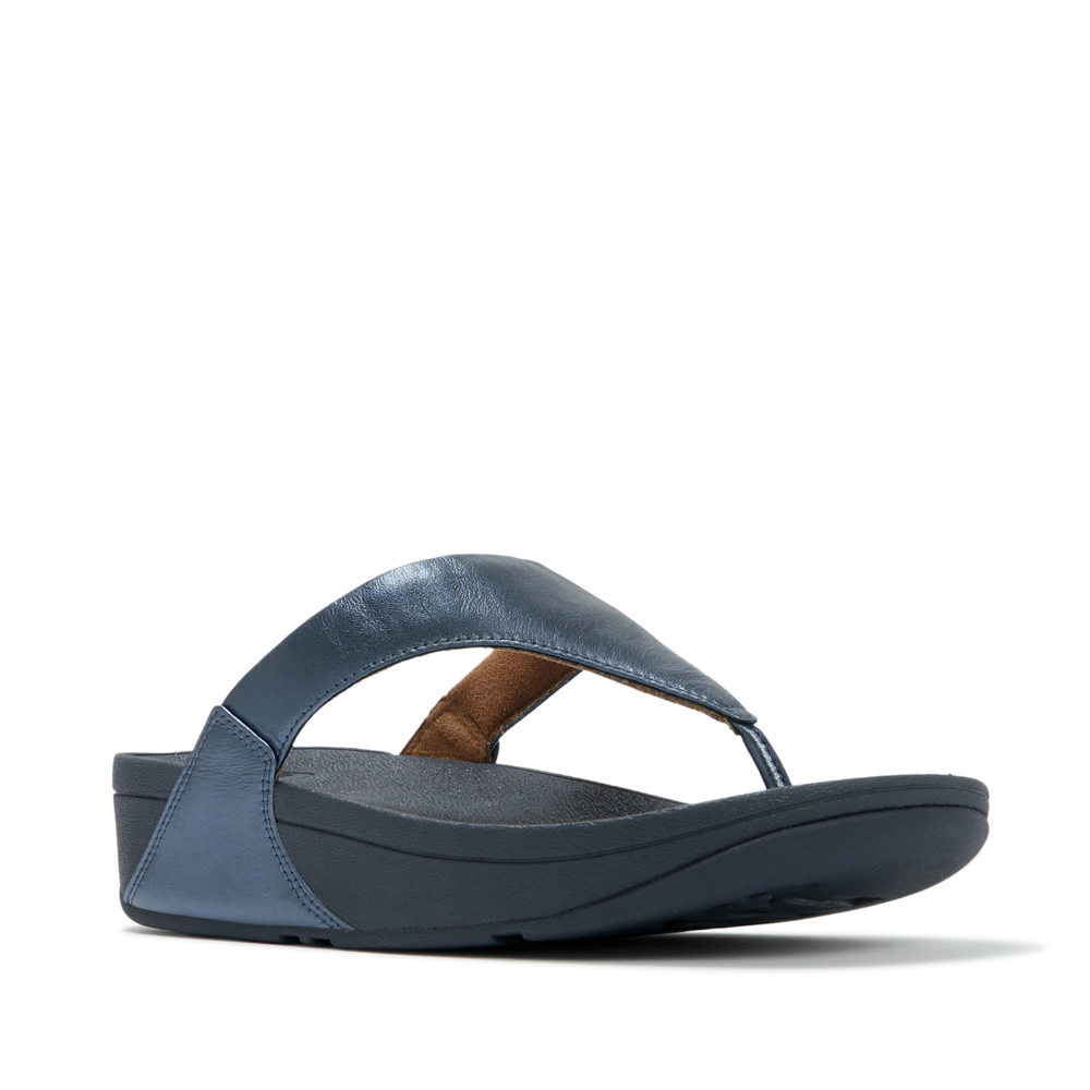 FitFlop - Lulu Leather Toepost  - Metallic Cosmic Blue - Sandals