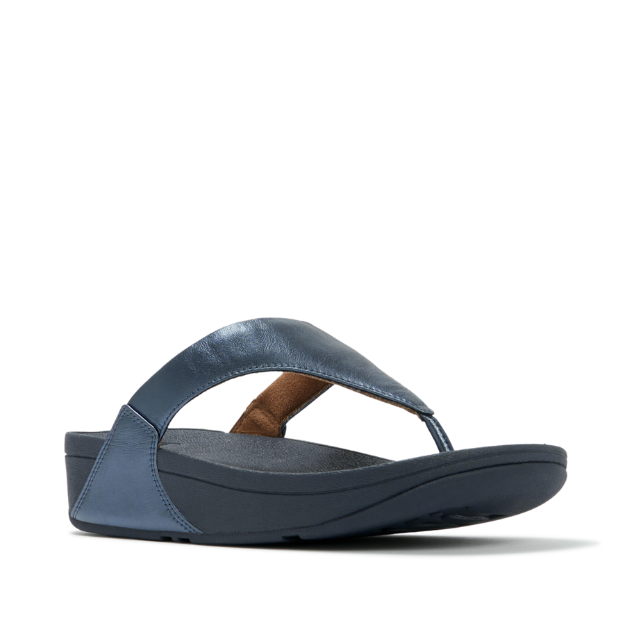 FitFlop - Lulu Leather Toepost  - Metallic Cosmic Blue - Sandals