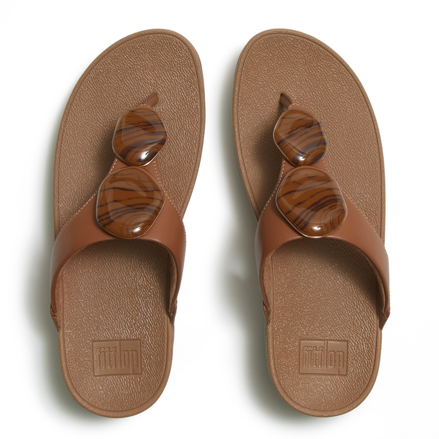 FitFlop - Lulu Marbled-Stone Toe- Post  - Deep Tan - Sandals