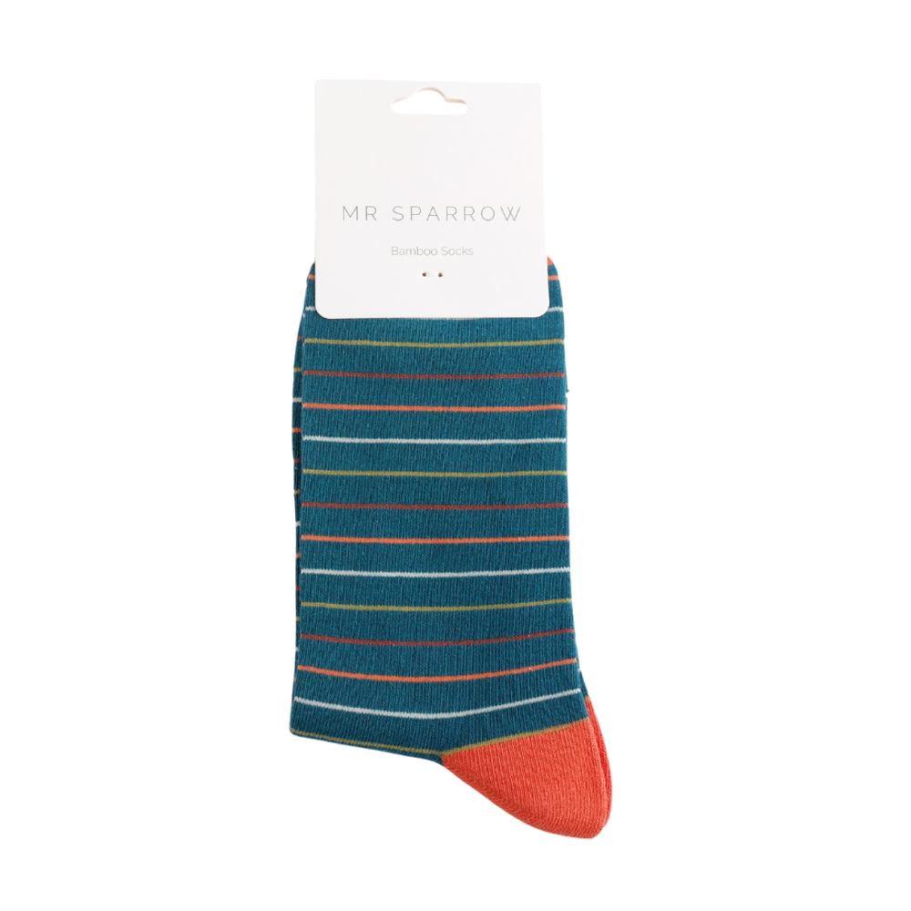 Miss Sparrow - MR042 - Mr Sparrow Thin Stripes - Teal - Socks