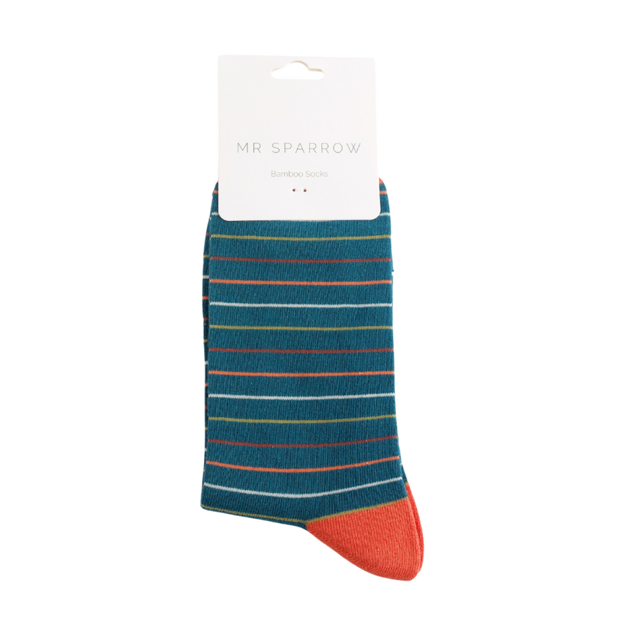 Miss Sparrow - MR042 - Mr Sparrow Thin Stripes - Teal - Socks