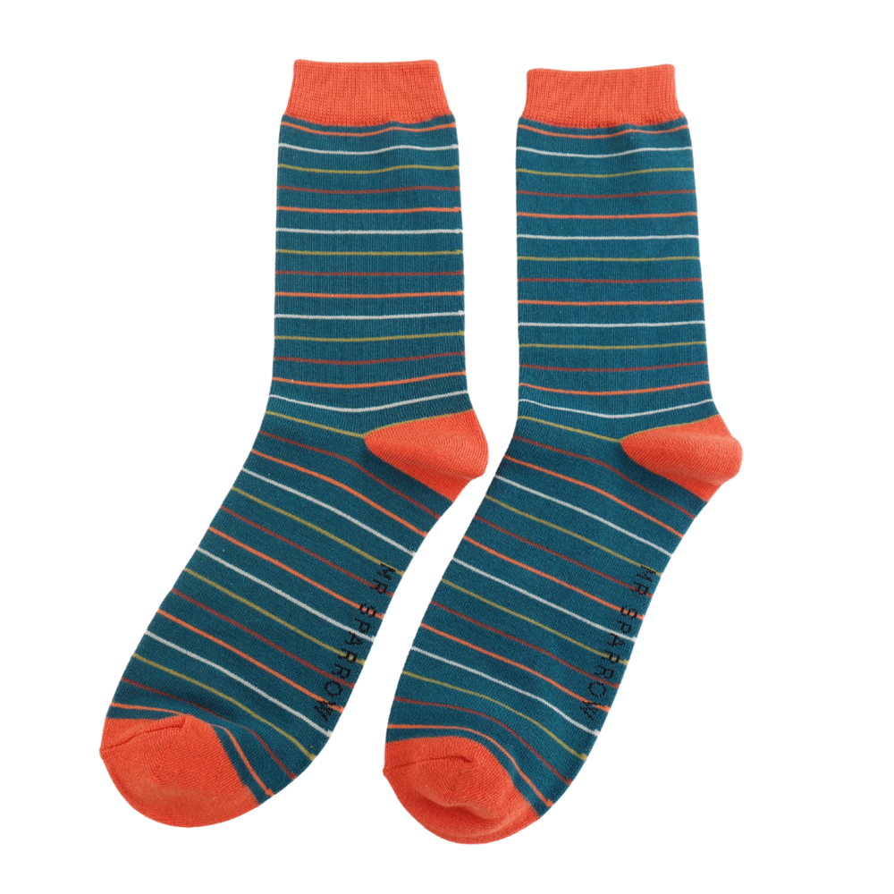 Miss Sparrow - MR042 - Mr Sparrow Thin Stripes - Teal - Socks