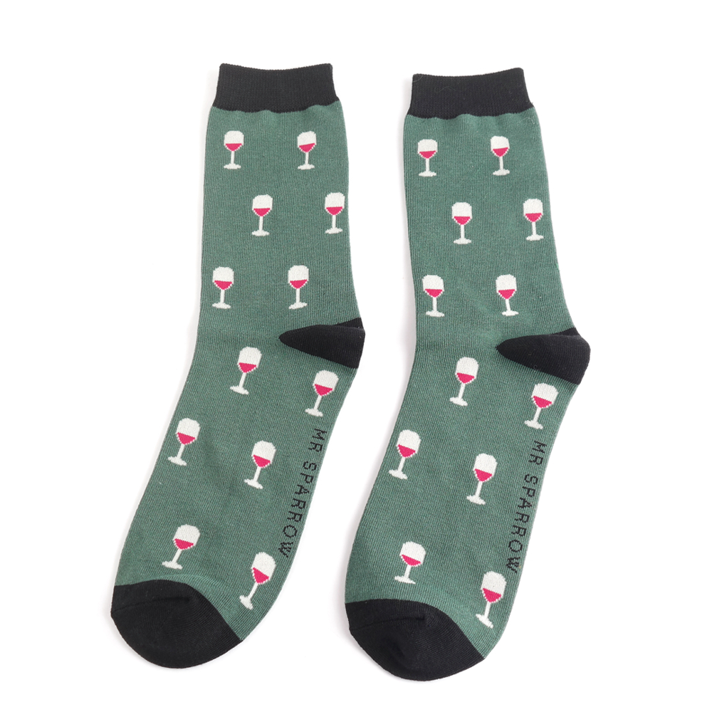 Miss Sparrow - Mr Sparrow Wine Glass - Green - Socks