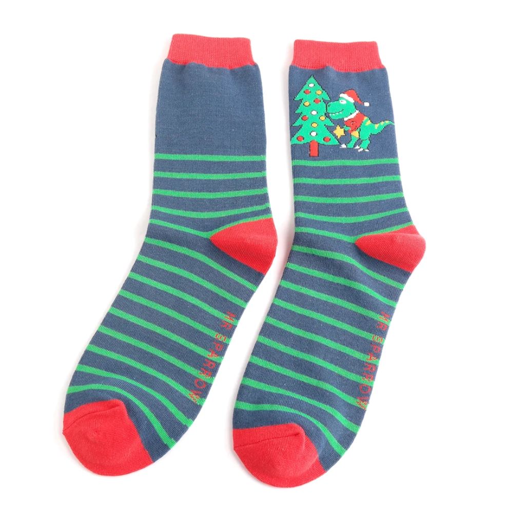 Miss Sparrow - Mr Sparrow Xmas Dinos - Navy - Socks