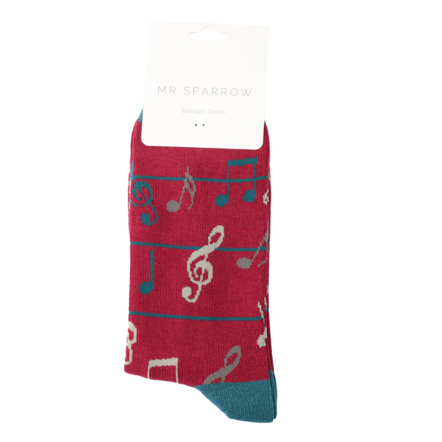Miss Sparrow - Mr Sparrow Multicolour Music Notes  - MR128Wine - Socks