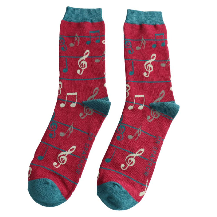 Miss Sparrow - Mr Sparrow Multicolour Music Notes  - MR128Wine - Socks