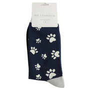 Miss Sparrow - Mr Sparrow Paw Print - MR141Navy - Socks