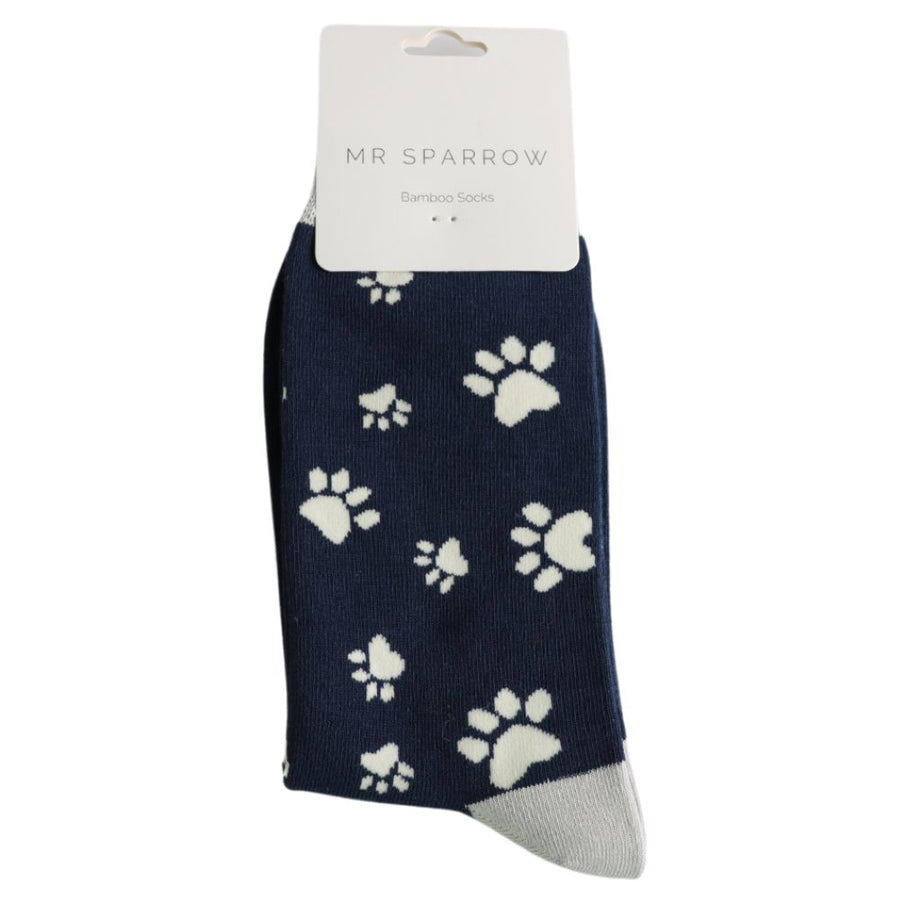 Miss Sparrow - Mr Sparrow Paw Print - MR141Navy - Socks