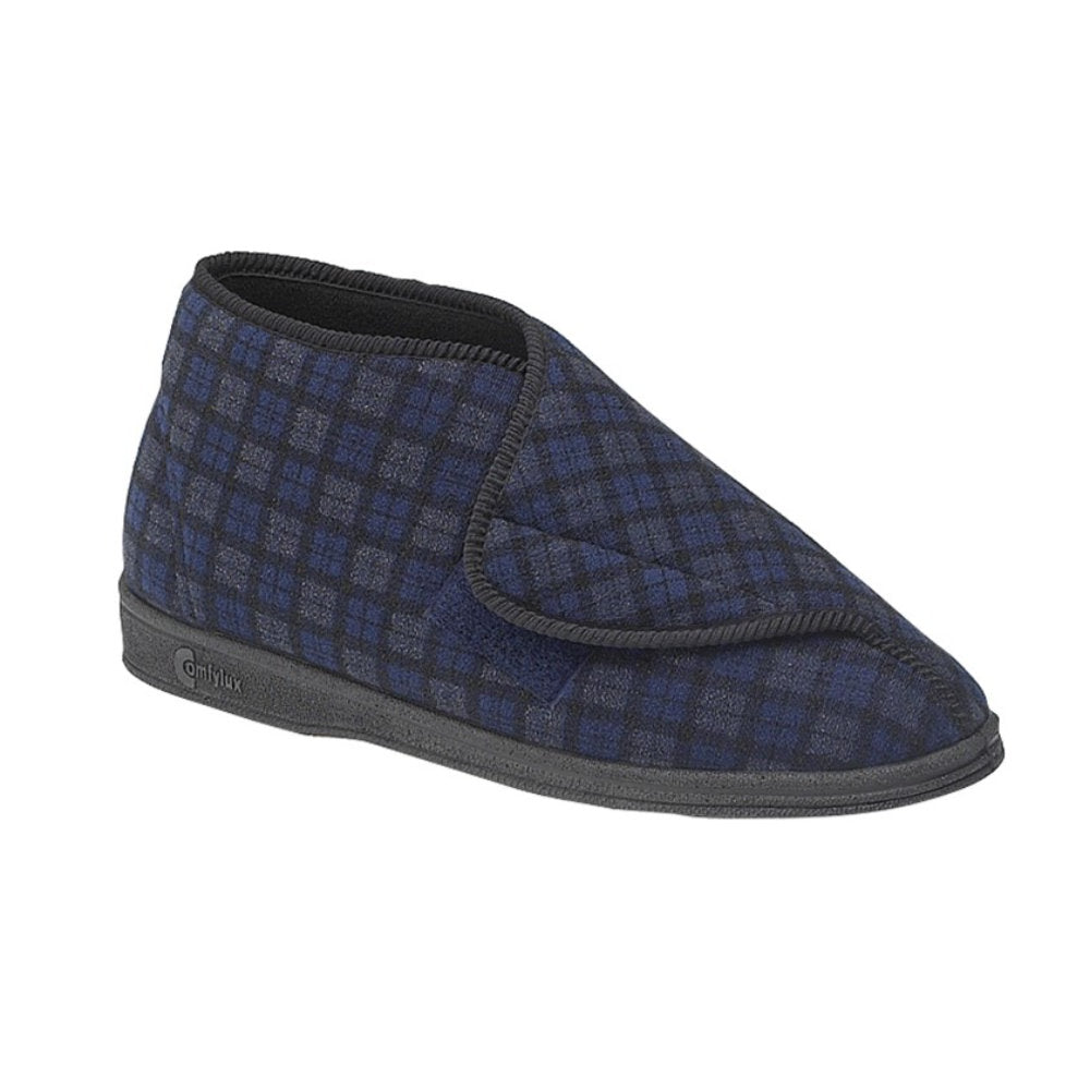 Comfylux James Navy Blue Check Slipper MS220C