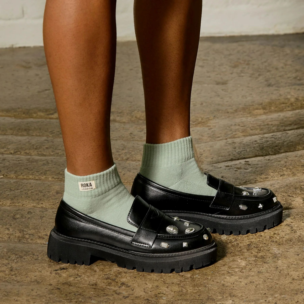 Roka - Wembley Mist Crop Sock Womens Organic Cotton - Socks