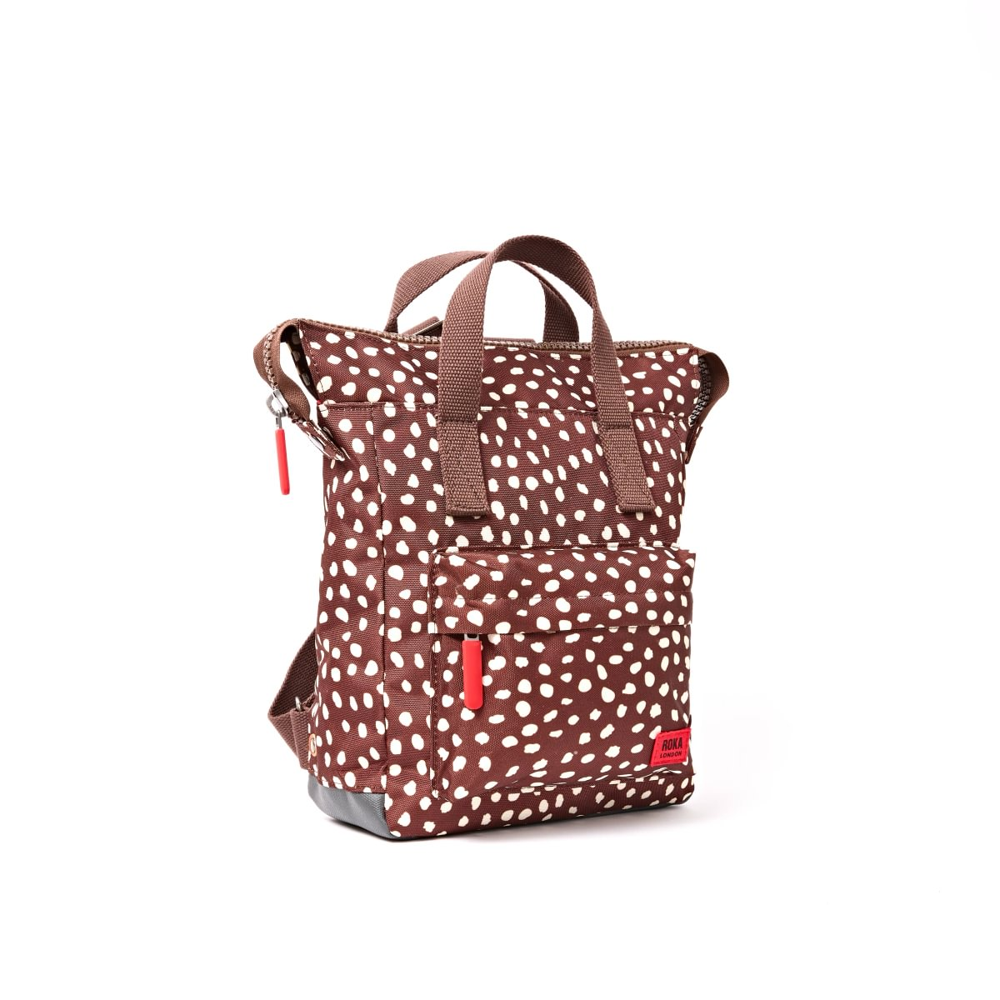 Roka - Bantry Small Backpack in Brown Dot Canvas