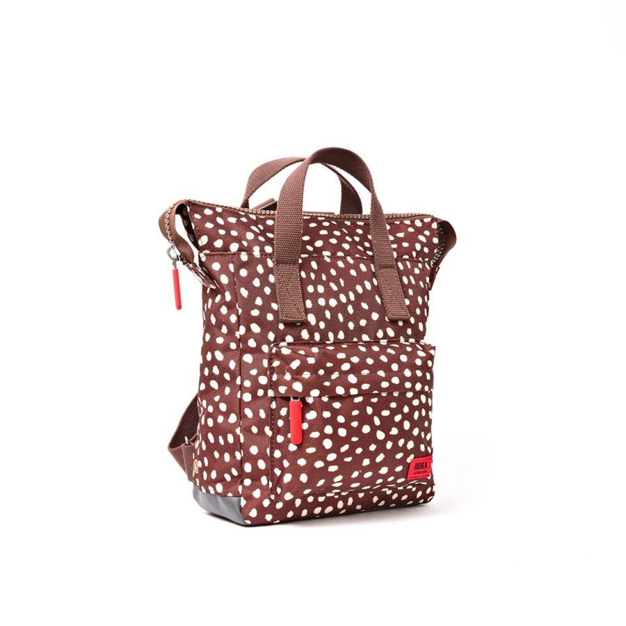 Roka - Bantry Small Backpack in Brown Dot Canvas