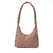 Roka - Belsize Medium Crossbody Bag in Brown Dot Cotton Canvas