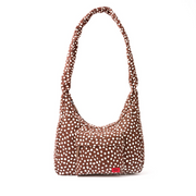 Roka - Belsize Medium Crossbody Bag in Brown Dot Cotton Canvas
