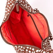 Roka - Belsize Medium Crossbody Bag in Brown Dot Cotton Canvas