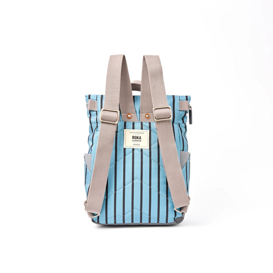 Roka - Canfield Small Backpack in Blue Stripe Canvas