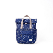 Roka - Canfield Small Backpack in Navy Polka Dot Canvas