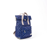 Roka - Canfield Small Backpack in Navy Polka Dot Canvas
