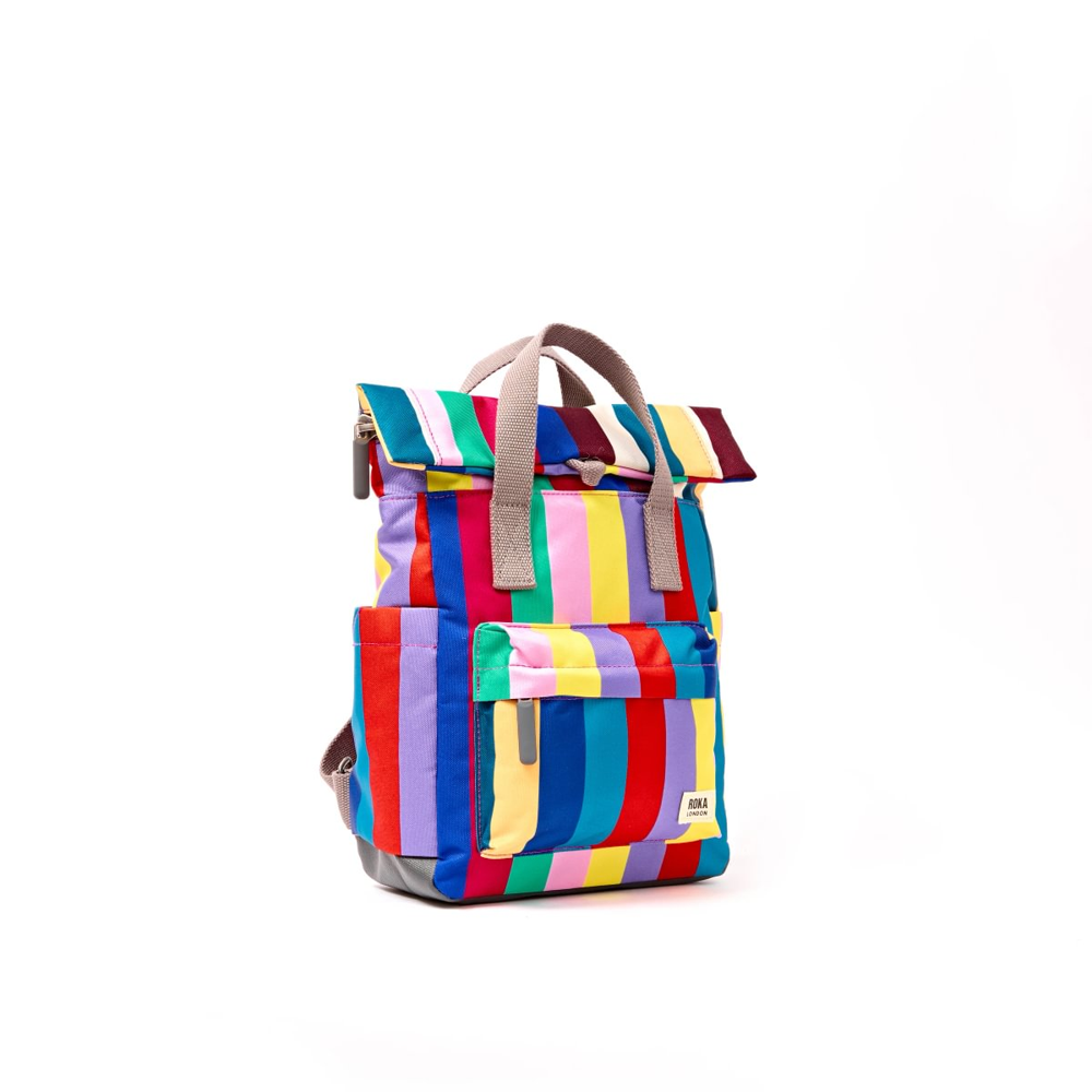 Roka - Canfield Small Backpack in Wide Multi Stripe Canvas