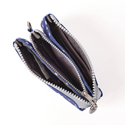 Roka - Carnaby Small Wallet in Navy Polka Dot Canvas