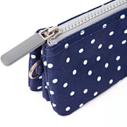 Roka - Carnaby Small Wallet in Navy Polka Dot Canvas