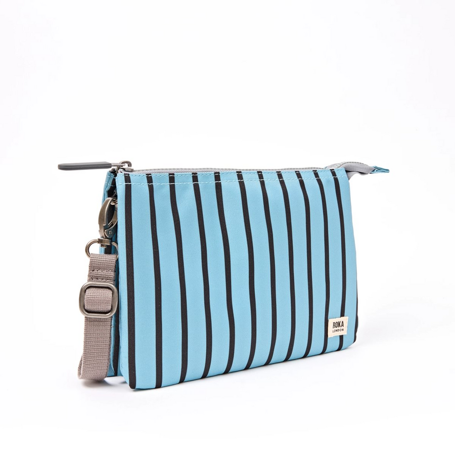Roka - Carnaby Crossbody Bag in Blue Stripe Canvas