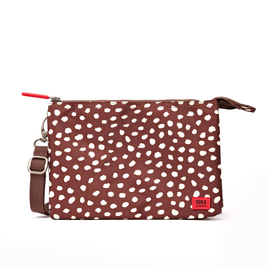 Roka - Carnaby Crossbody Bag in Brown Dot Canvas