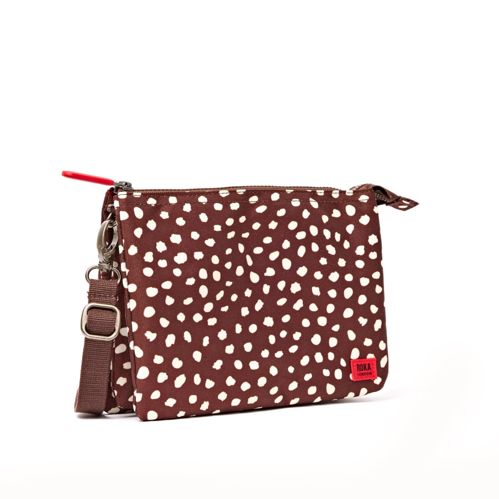 Roka - Carnaby Crossbody Bag in Brown Dot Canvas