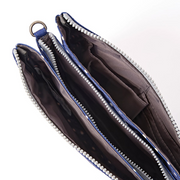 Roka - Carnaby Crossbody Bag in Navy Polka Dot Canvas