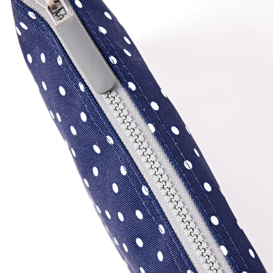 Roka - Carnaby Crossbody Bag in Navy Polka Dot Canvas