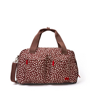 Roka - Gatwick Medium Duffel Bag in Brown Dot Canvas