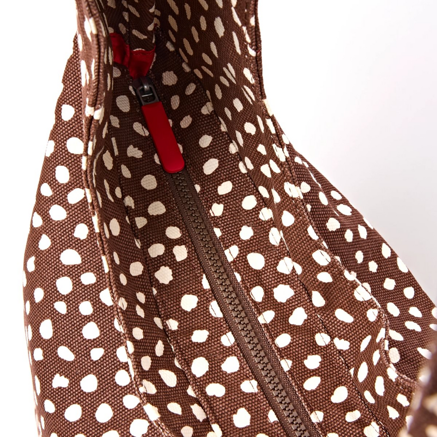 Roka - Hoxton Shoulder Bag In Brown Dot Cotton Canvas