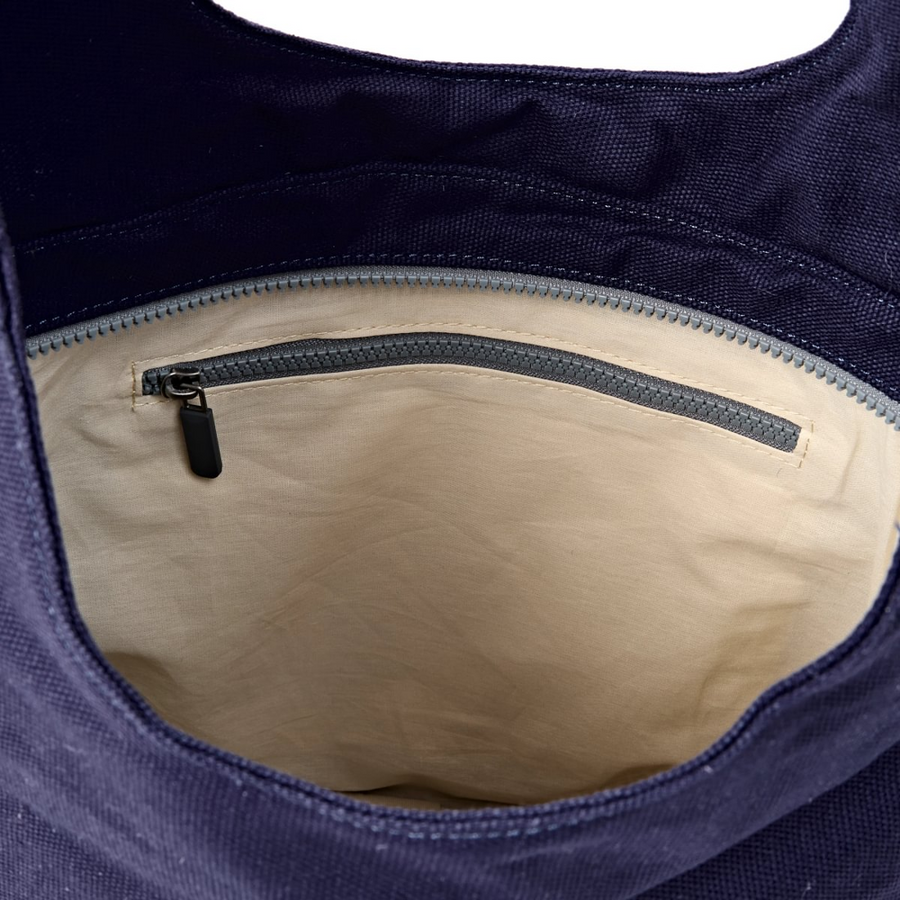 Roka - Hoxton Shoulder Bag In Navy Blue Cotton Canvas