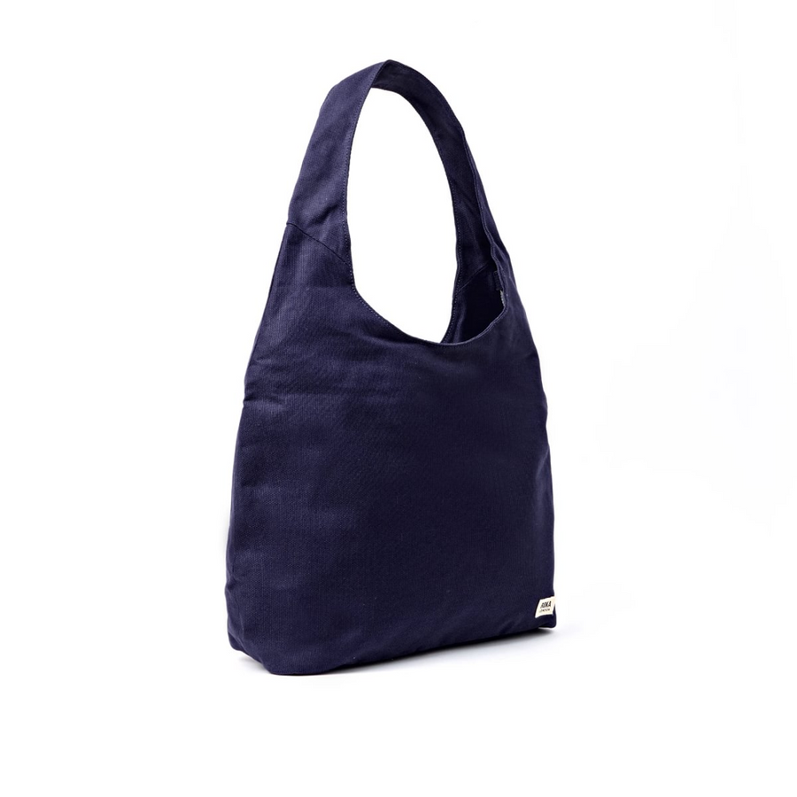 Roka - Hoxton Shoulder Bag In Navy Blue Cotton Canvas