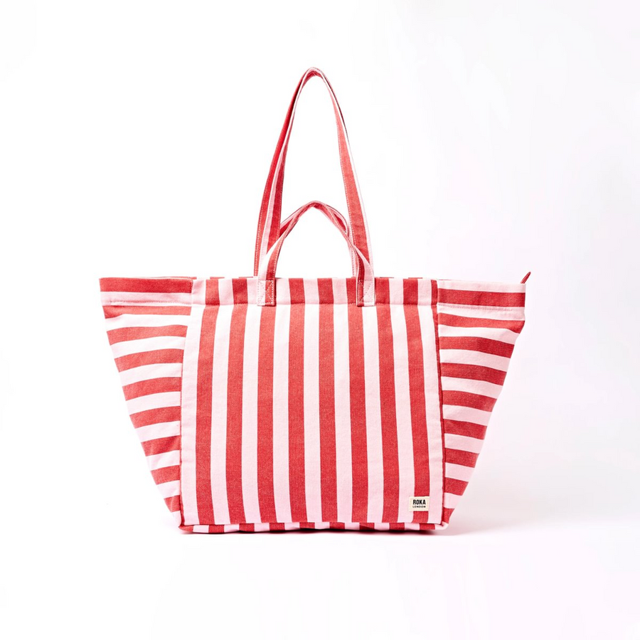Roka - Marylebone Strawberry Stripe Large Cotton Canvas - Bags