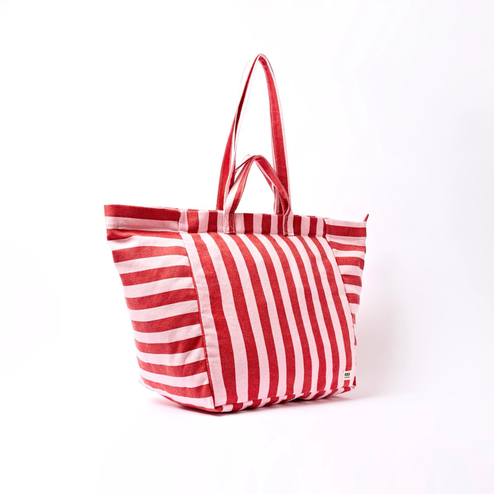 Roka - Marylebone Strawberry Stripe Large Cotton Canvas - Bags