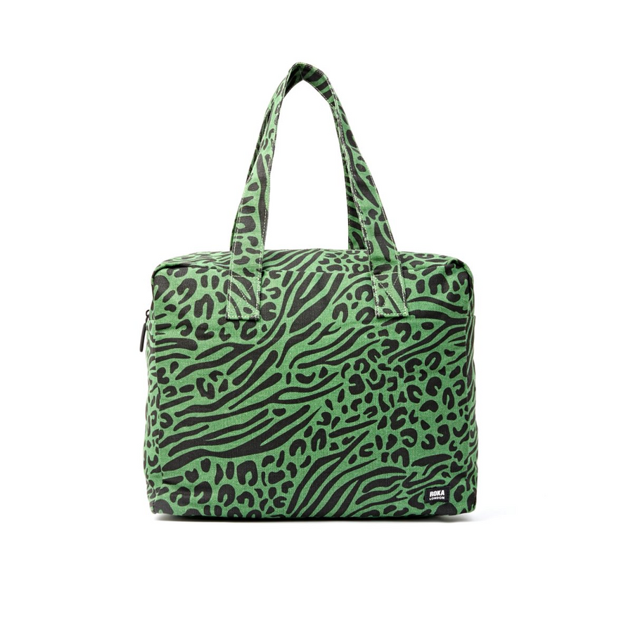 Roka - Sloane Shoulder Bag in Mixed Animal Artichoke Cotton Canvas