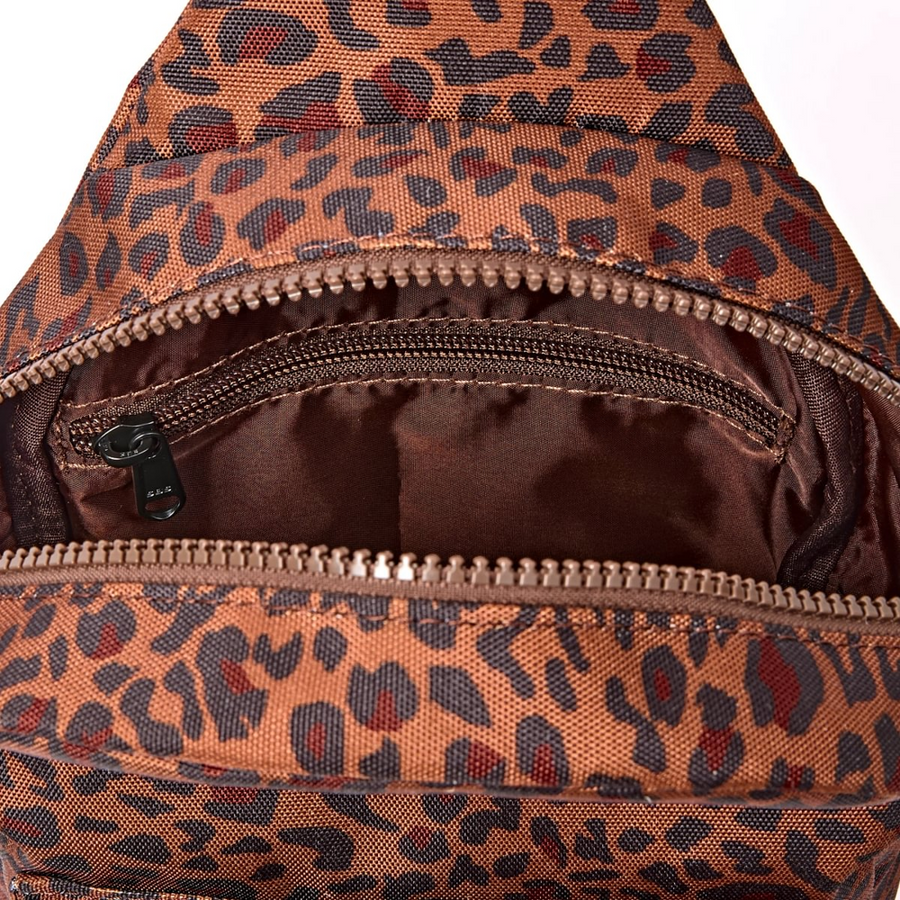 Roka - Willesden Sling Bag in Mini Leopard Canvas