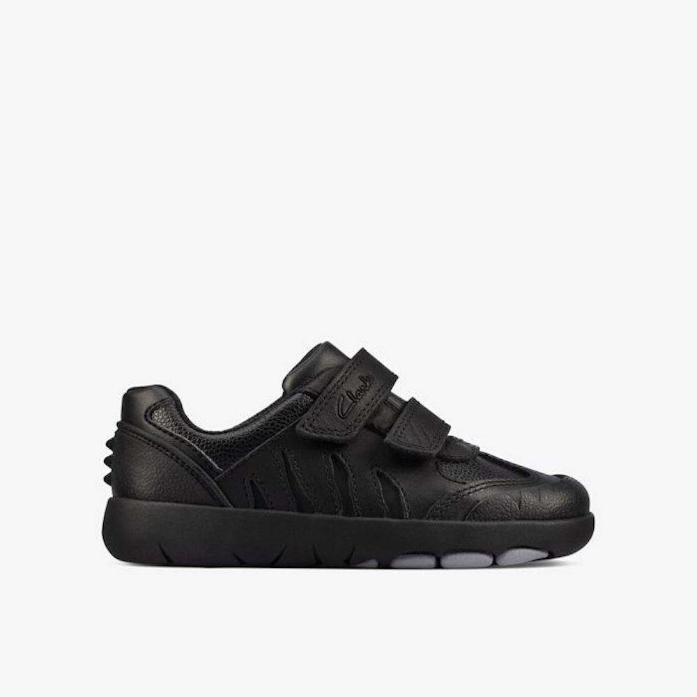 Clarks - Rex Stride T - Black Leather - School Shoes