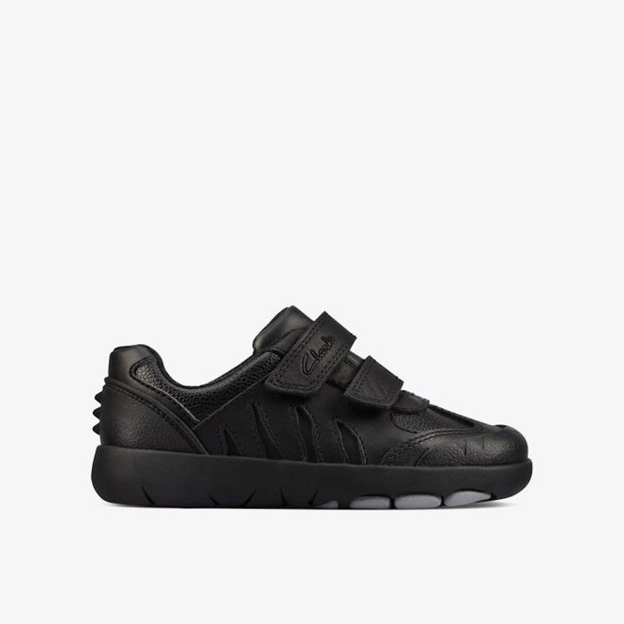 Clarks - Rex Stride T - Black Leather - School Shoes