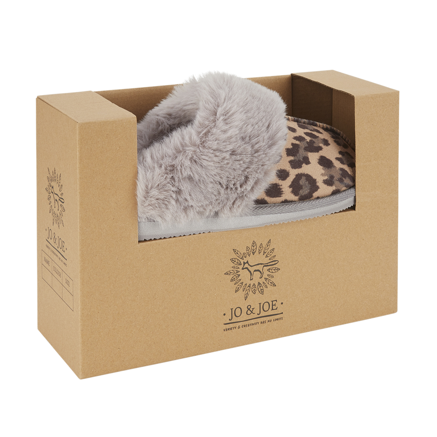 Jo & Joe - Savannah - Grey/Leopard - Slippers