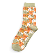 Miss Sparrow - Happy Cats Socks - Olive - Socks