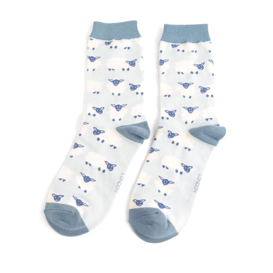 Miss Sparrow - Happy Sheep Socks - Pale Blue - Socks