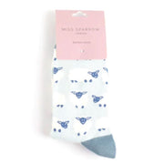 Miss Sparrow - Happy Sheep Socks - Pale Blue - Socks