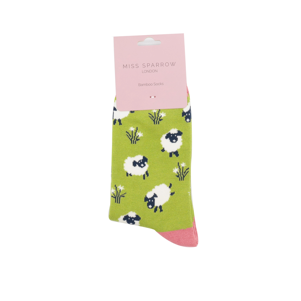 Miss Sparrow - SKS413 - Leaping Sheep - Green - Socks