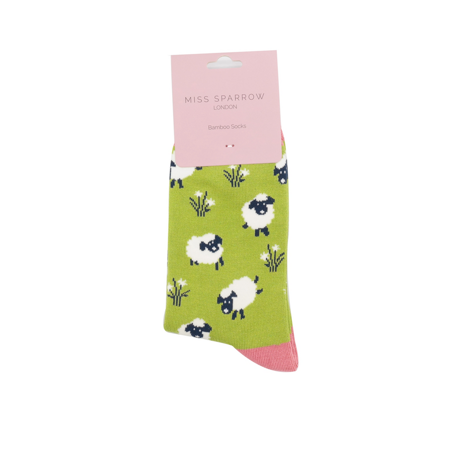 Miss Sparrow - SKS413 - Leaping Sheep - Green - Socks