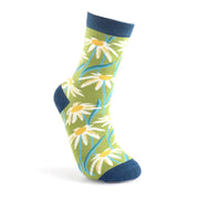 Miss Sparrow - Oxeye Daisies Socks - Lime - Socks