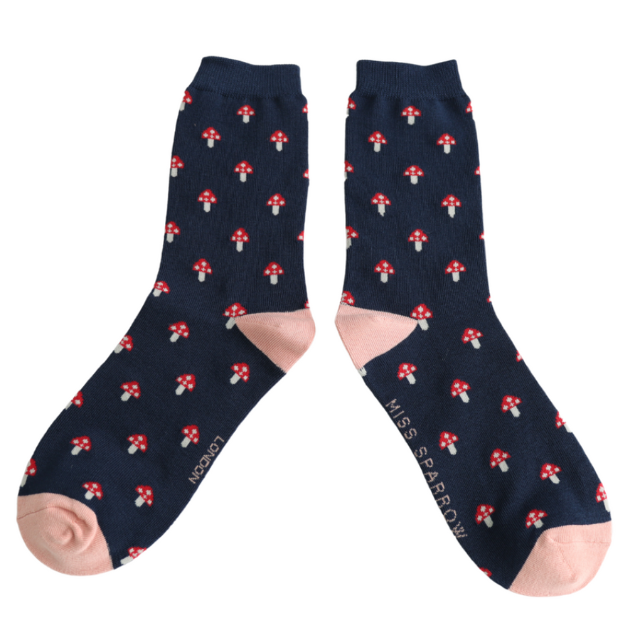 Miss Sparrow - Little Mushrooms - Navy - Socks