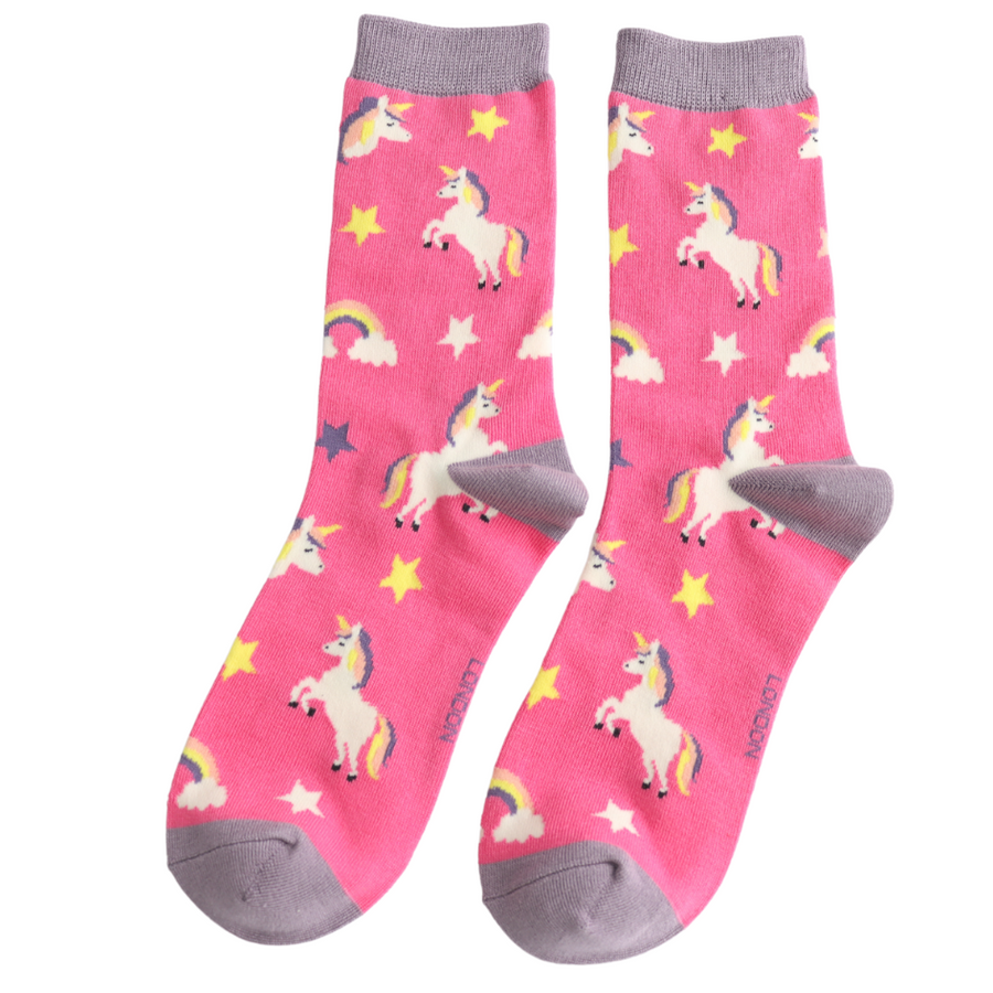 Miss Sparrow - SKS510 - Unicorns - Hot Pink - Socks